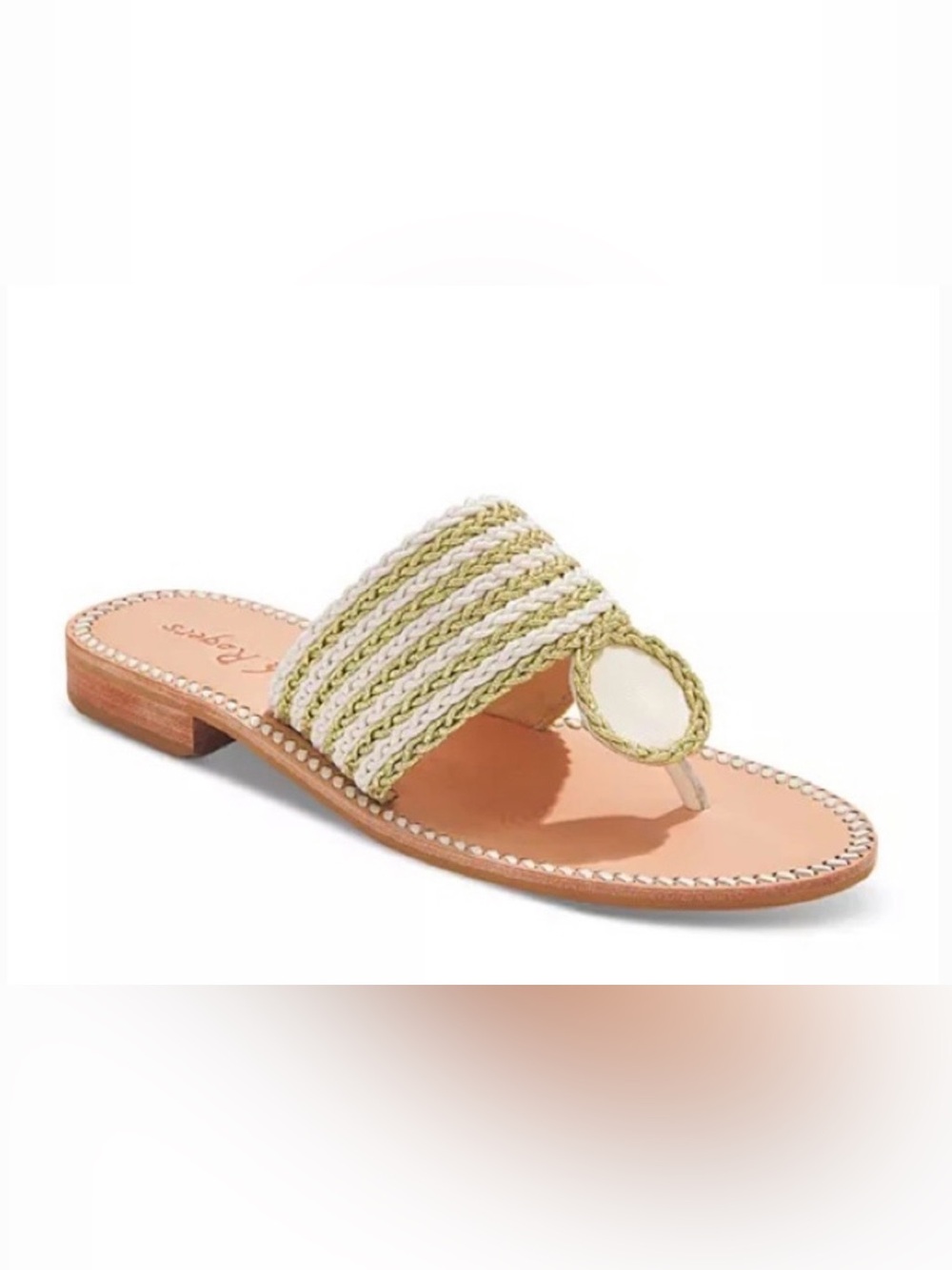 Women’s Brand New Jack Rogers Gold & Ivory Braided Rope Thong Slip-On Sandal